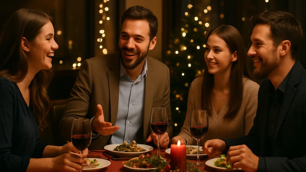 Gruppo di adulti in contesto sociale per Capodanno